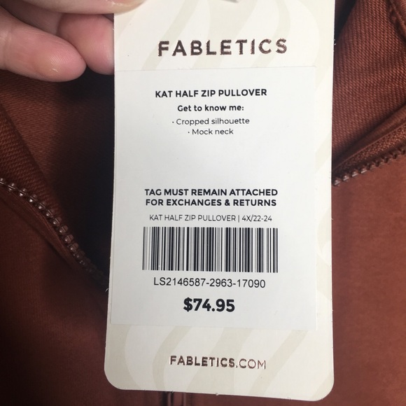 NEW WITH TAGS Fabletics Size 4x Kat Half Zip Pullover Sweatshirt Java - Picture 8 of 10